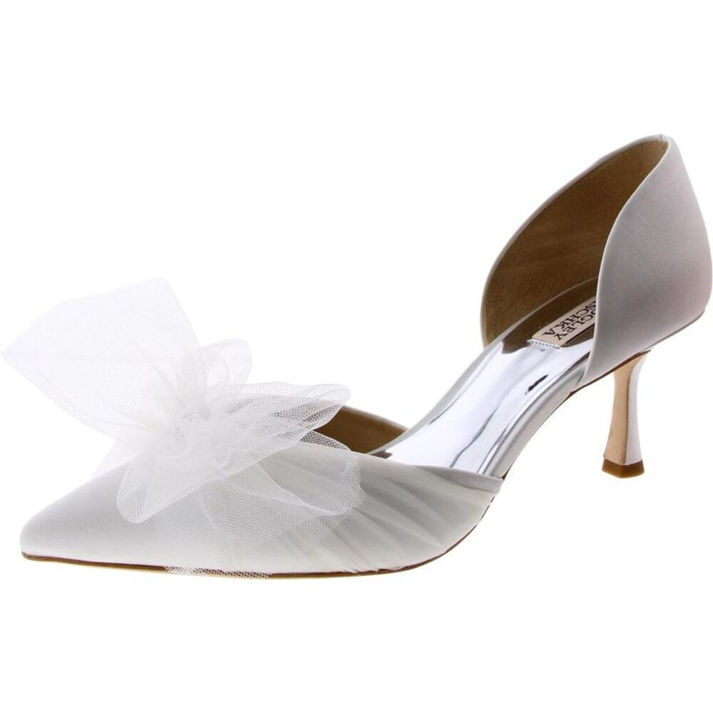 Badgley Mischka White Satin Heels